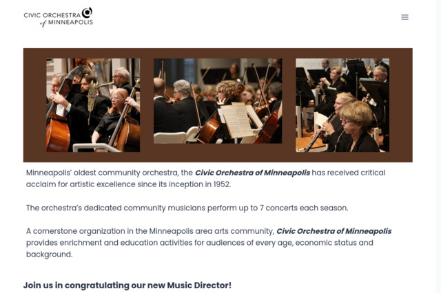 civicorchestrampls.org preview image